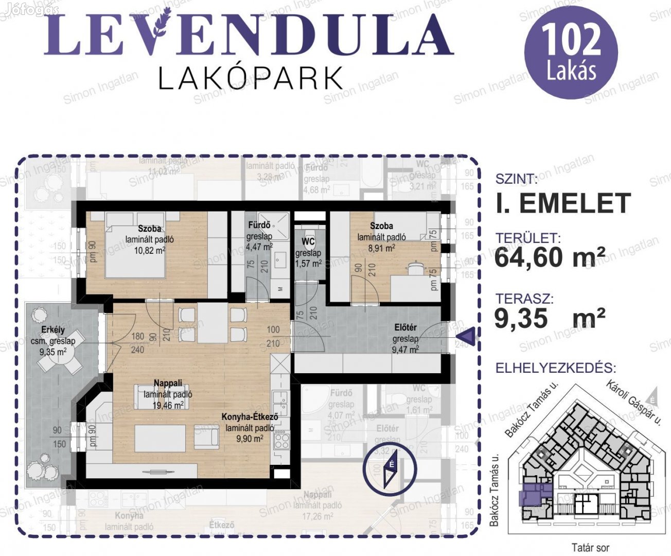 Levendula lakópark - 1. emelet 102 lakás