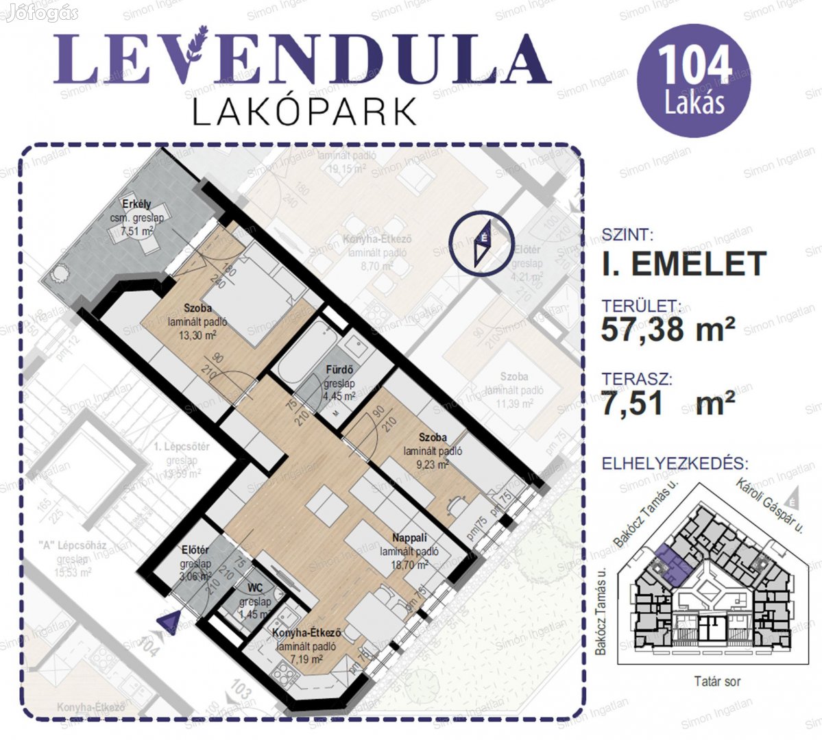 Levendula lakópark - 1. emelet 104 lakás