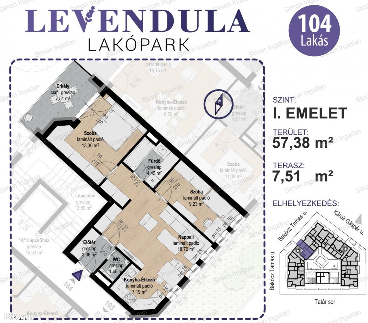 Levendula lakópark - 1. emelet 104 lakás