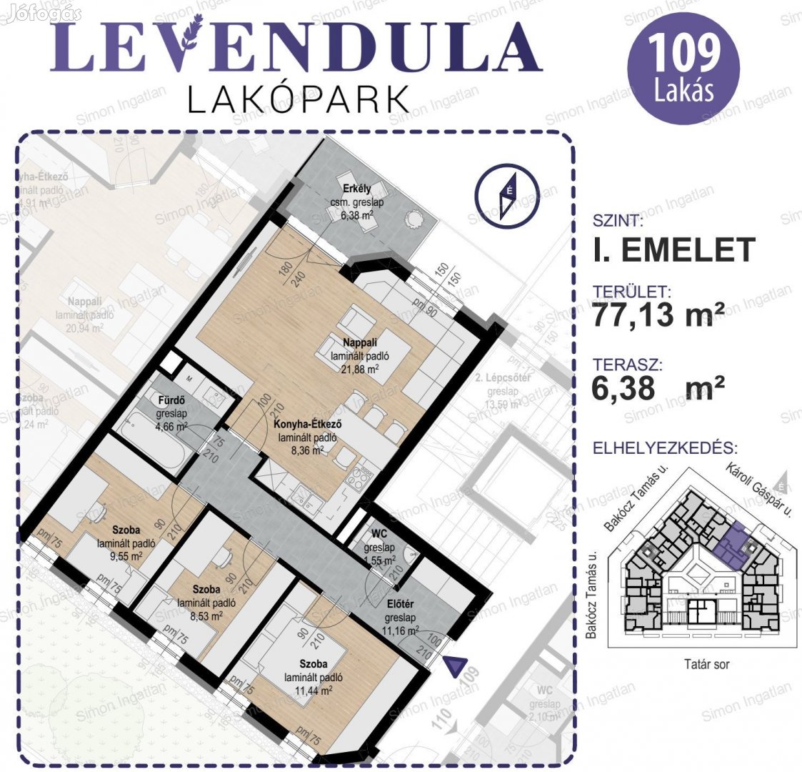 Levendula lakópark - 1. emelet 109 lakás