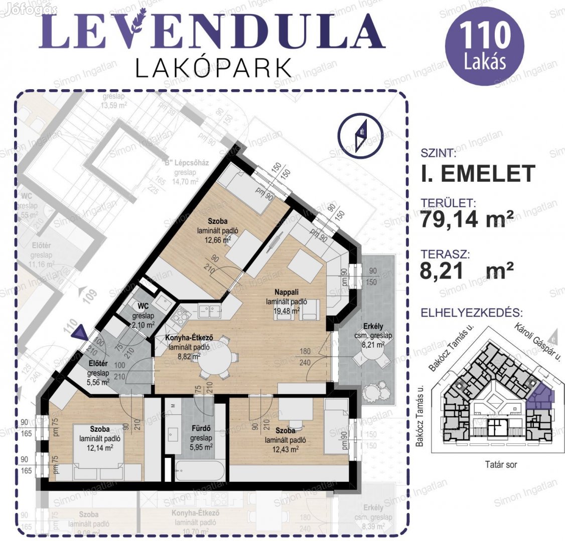 Levendula lakópark - 1. emelet 110 lakás