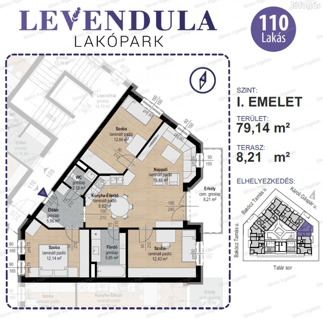 Levendula lakópark - 1. emelet 110 lakás
