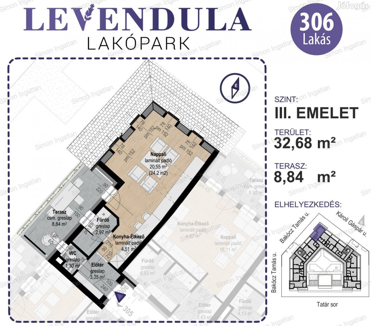 Levendula lakópark - 3. emelet 306 lakás