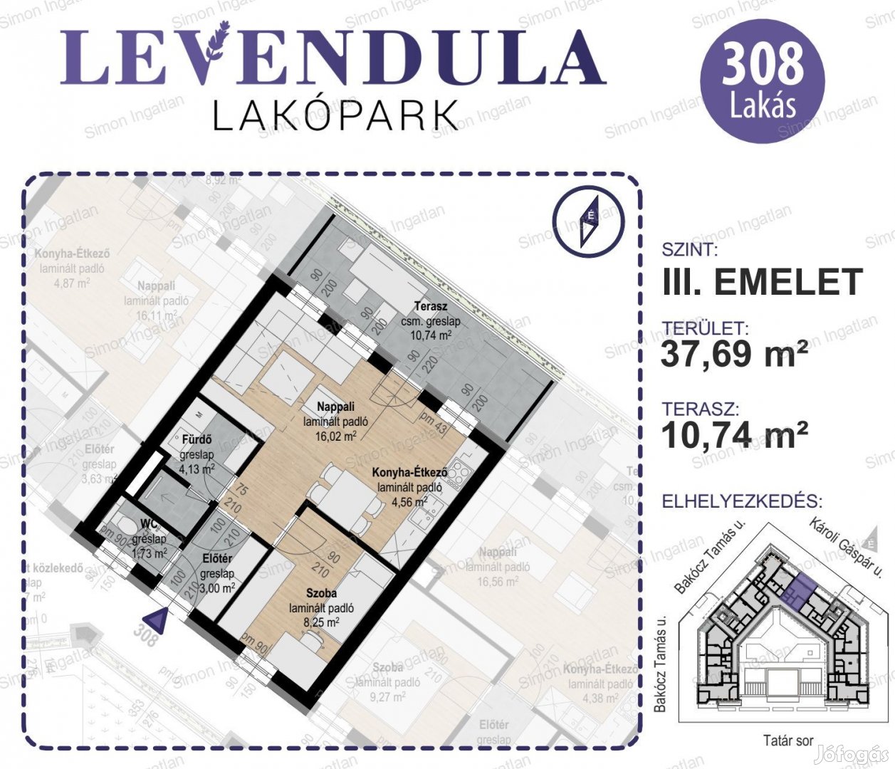 Levendula lakópark - 3. emelet 308 lakás