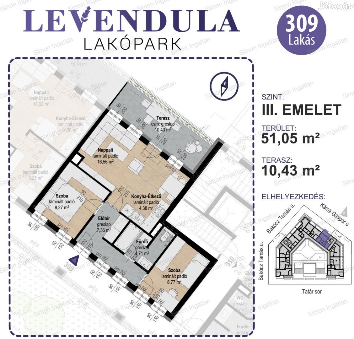 Levendula lakópark - 3. emelet 309 lakás