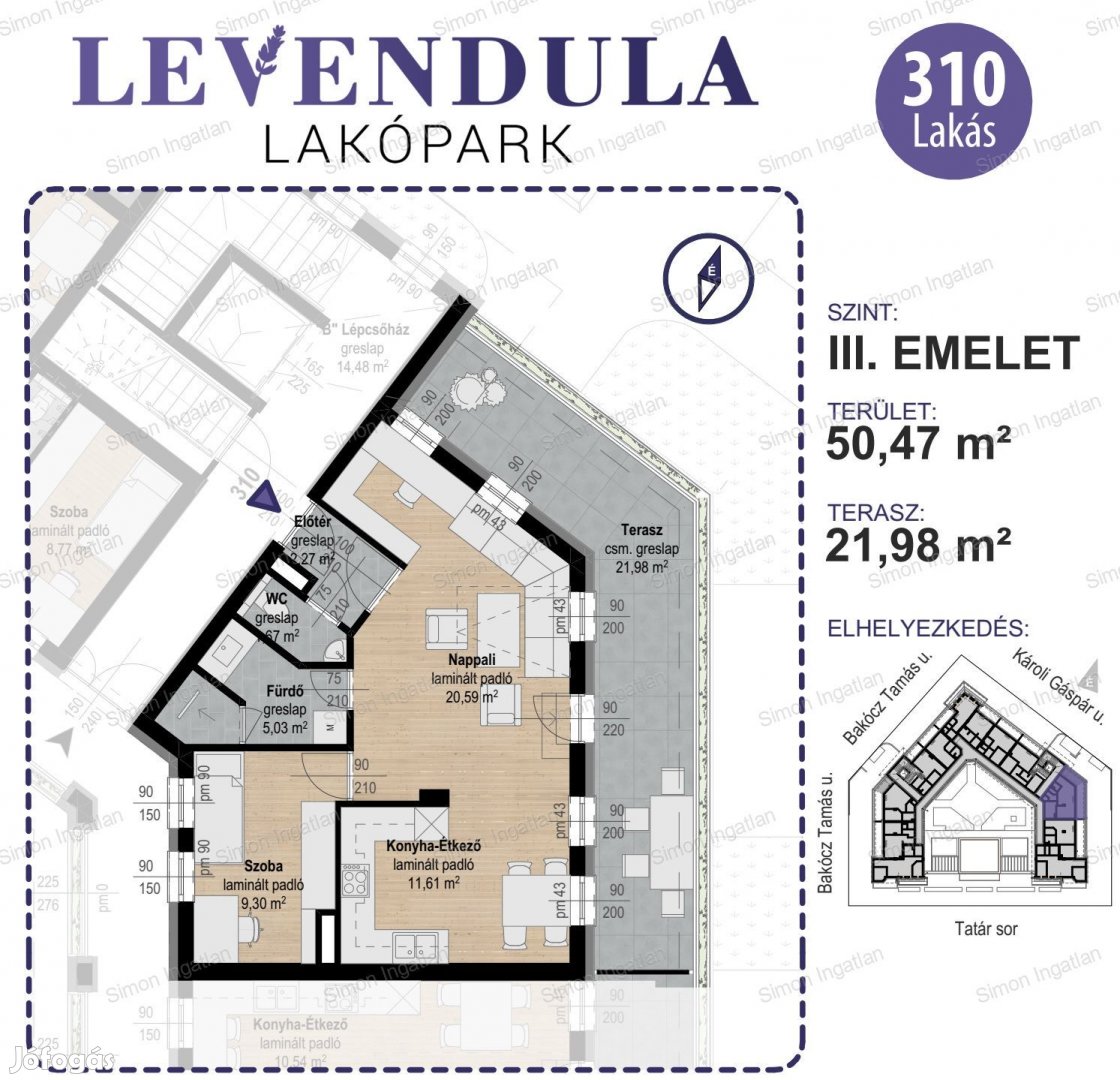 Levendula lakópark - 3. emelet 310 lakás