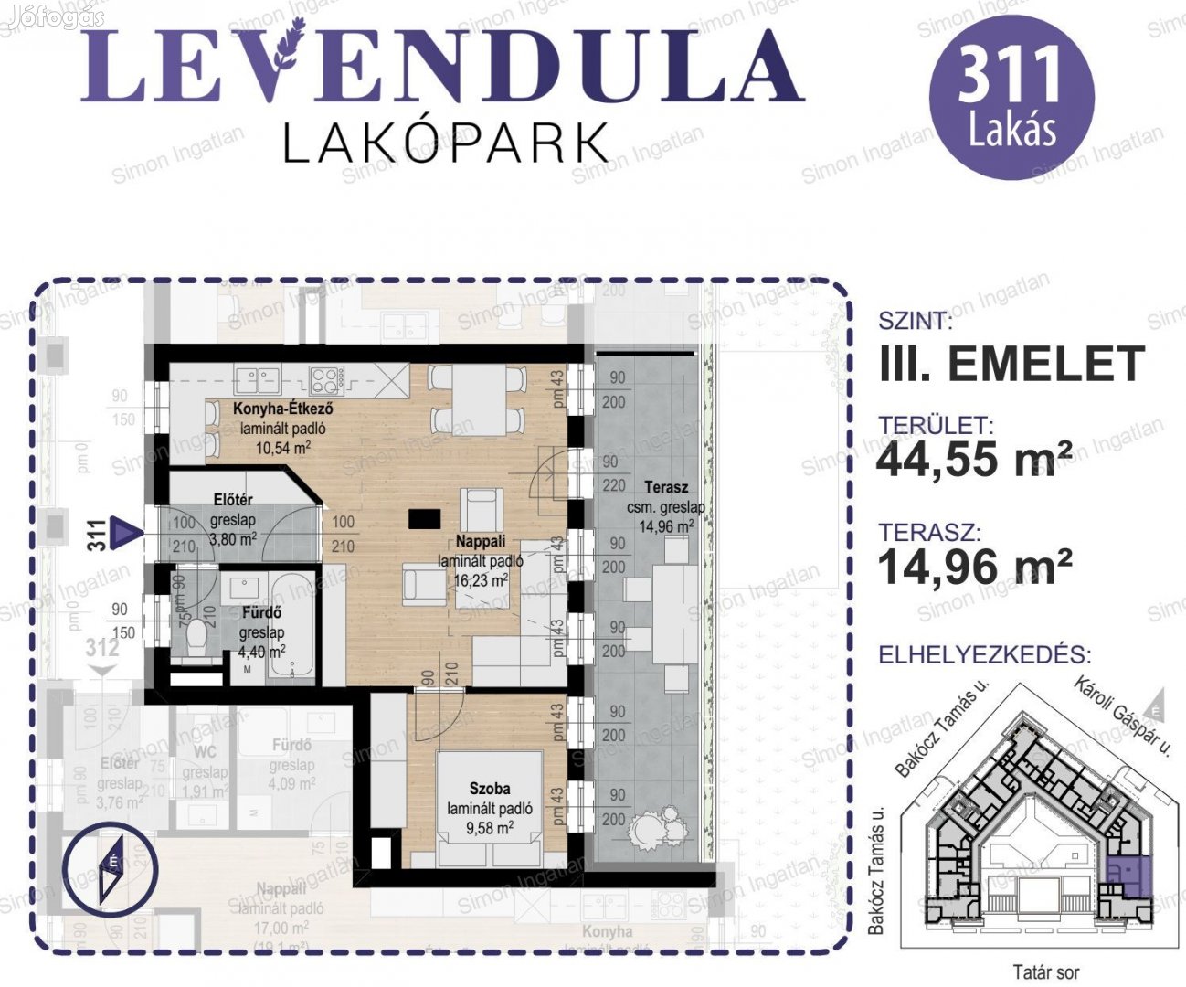 Levendula lakópark - 3. emelet 311 lakás