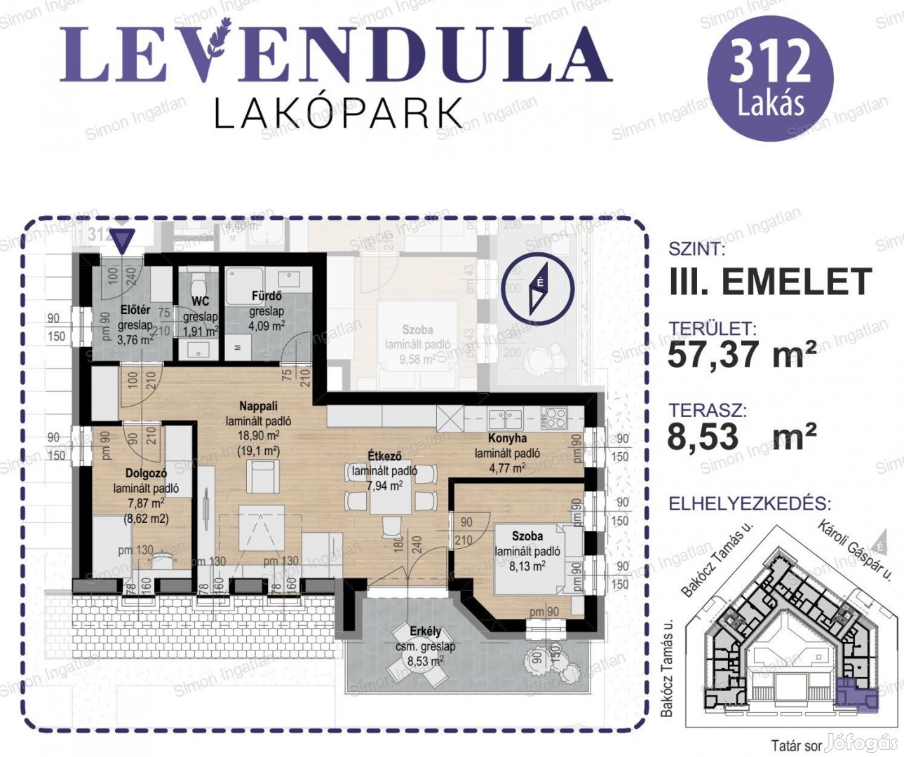 Levendula lakópark - 3. emelet 312 lakás