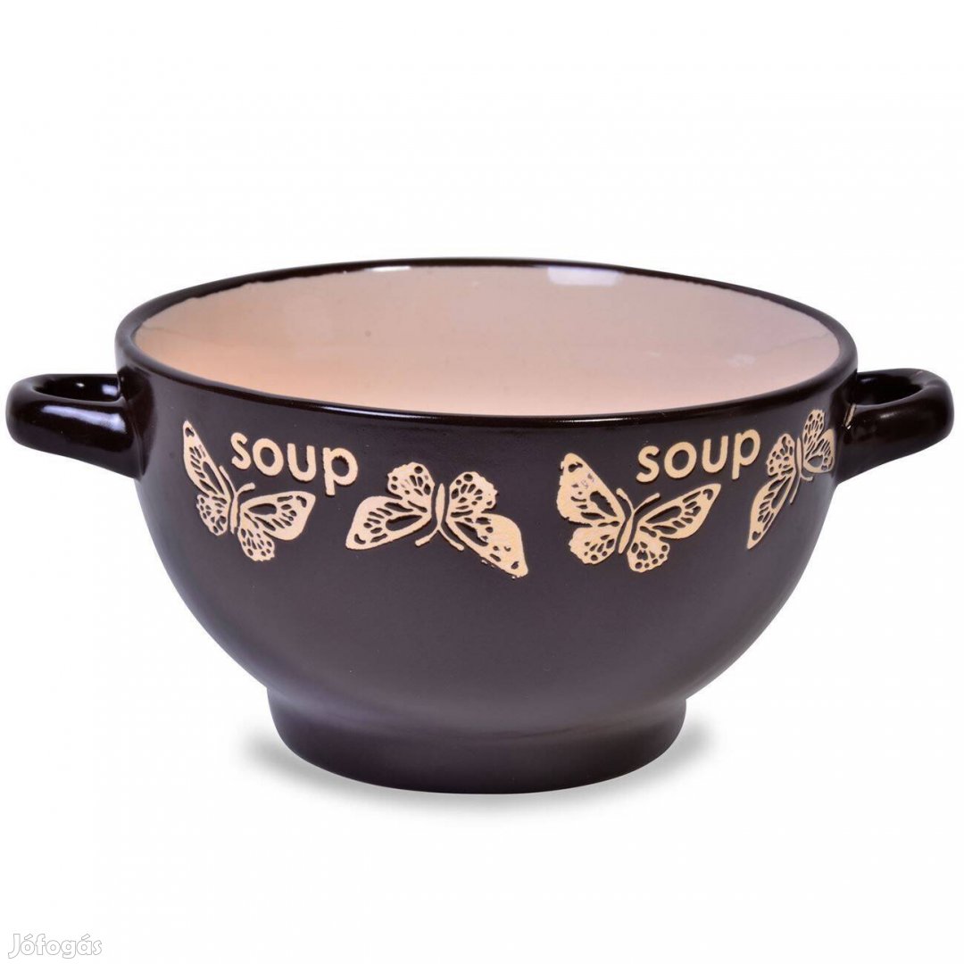 Leveses tál kerámia Soup barna 14 cm