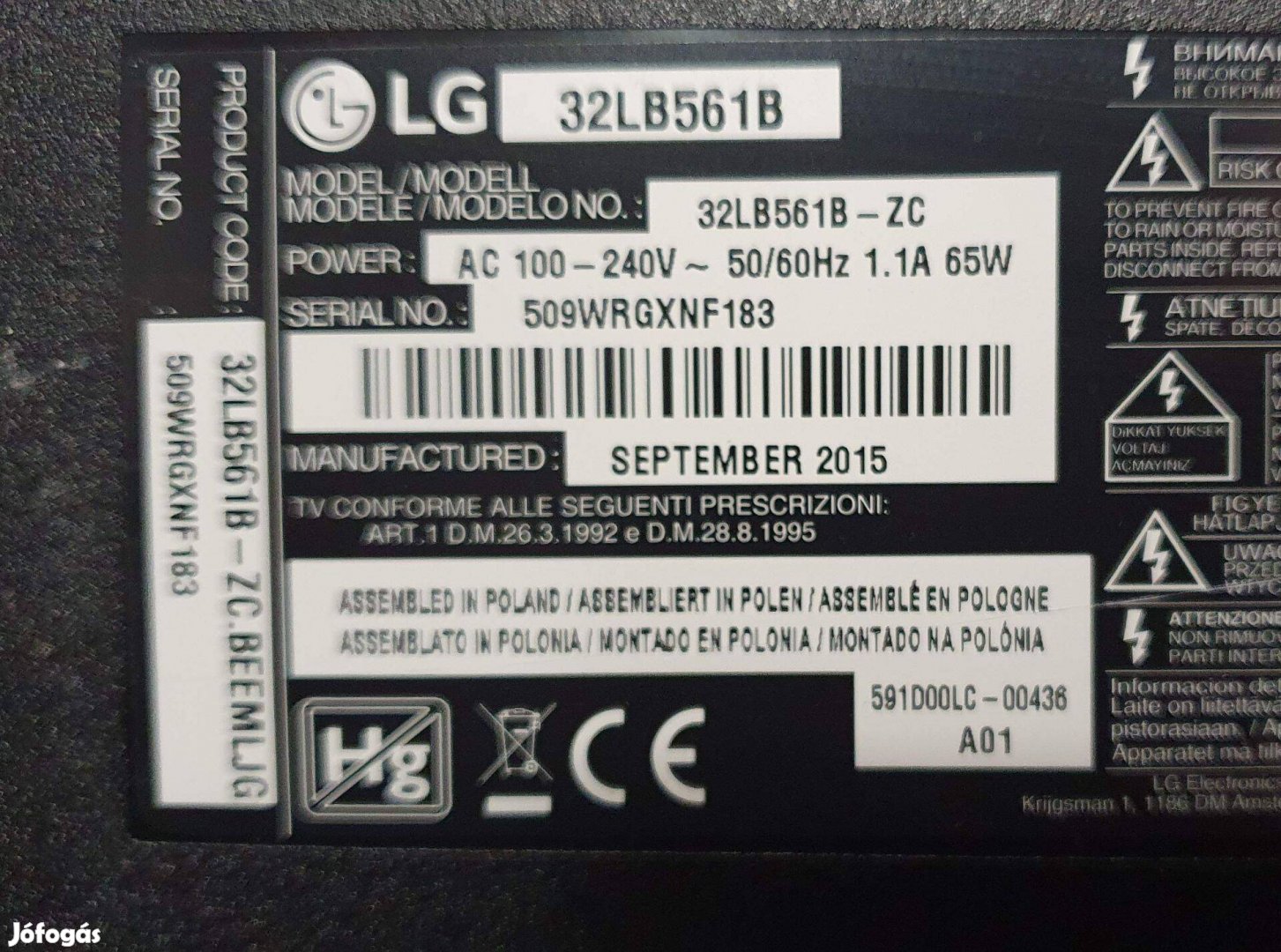 Lg 32LB561B LED LCD tv hibás törött alkatrésznek ?