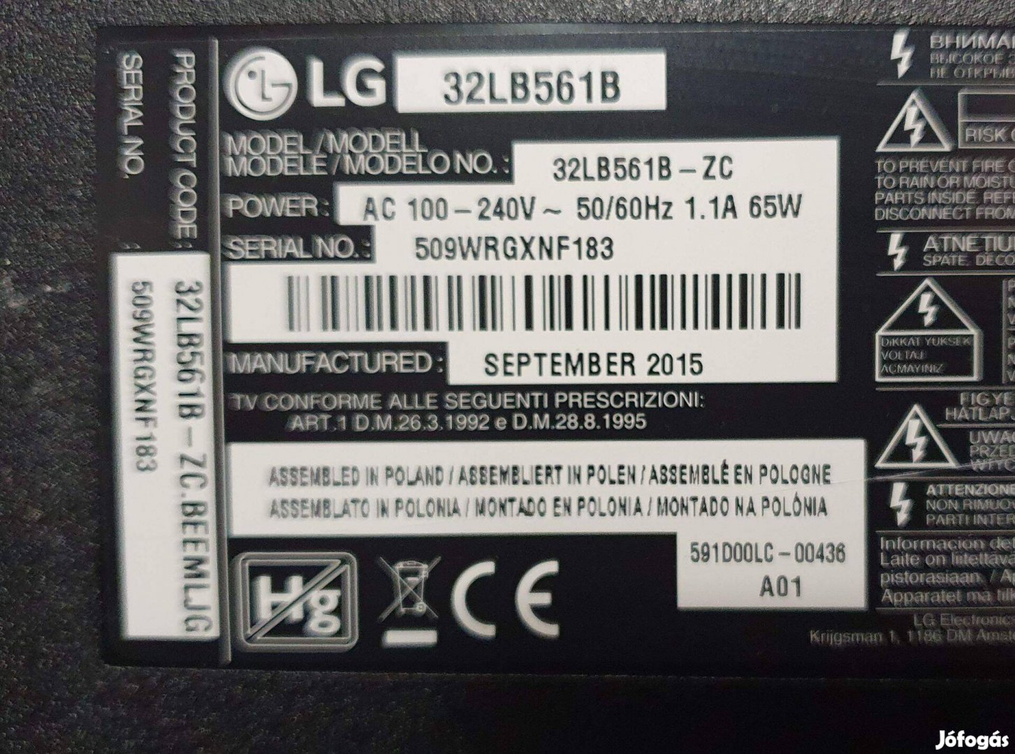 Lg 32LB661B LED LCD tv hibás törött alkatrésznek