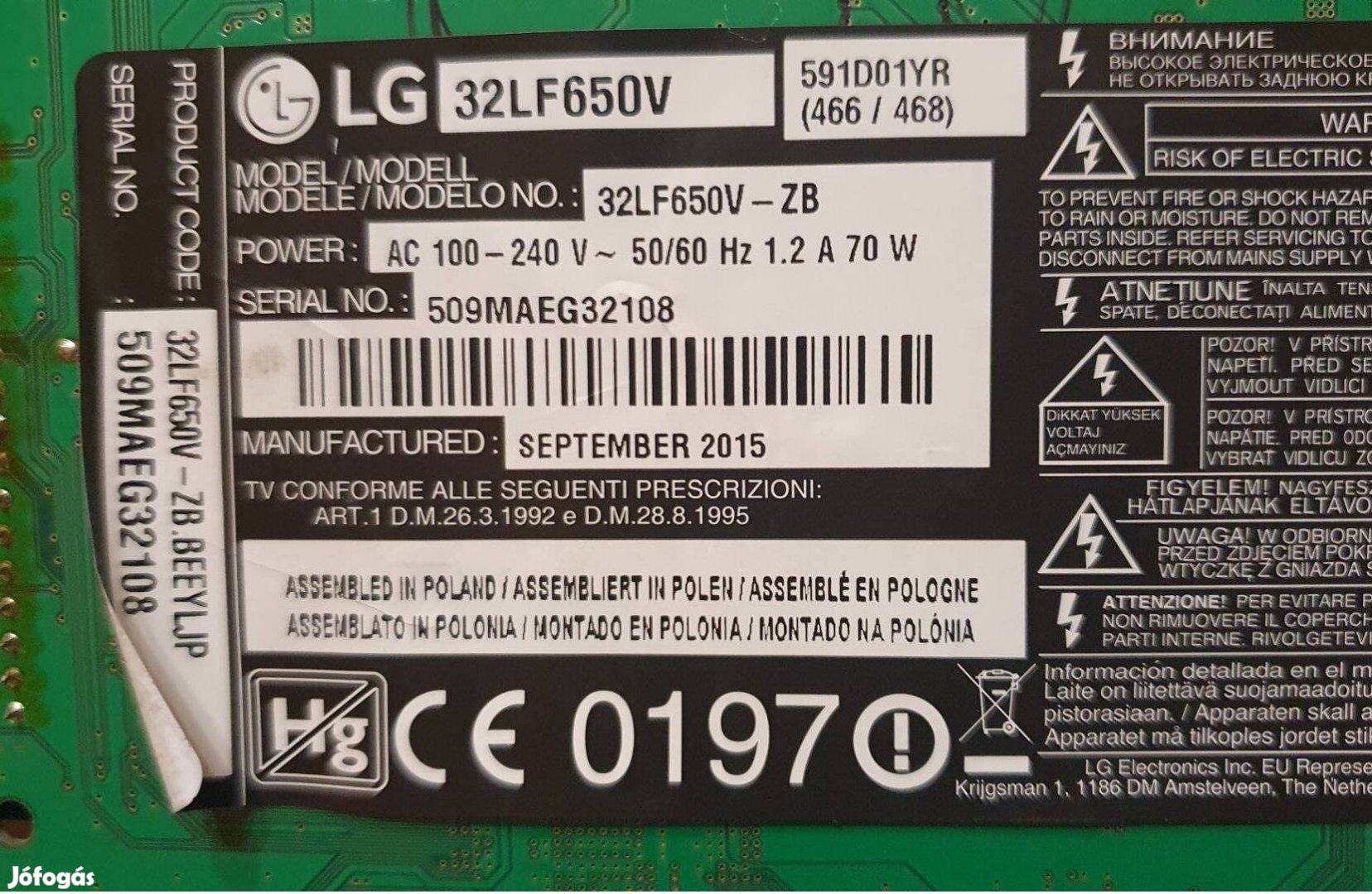 Lg 32LF650V LED tv panelek törött készülékből EAX66207203(1.0)