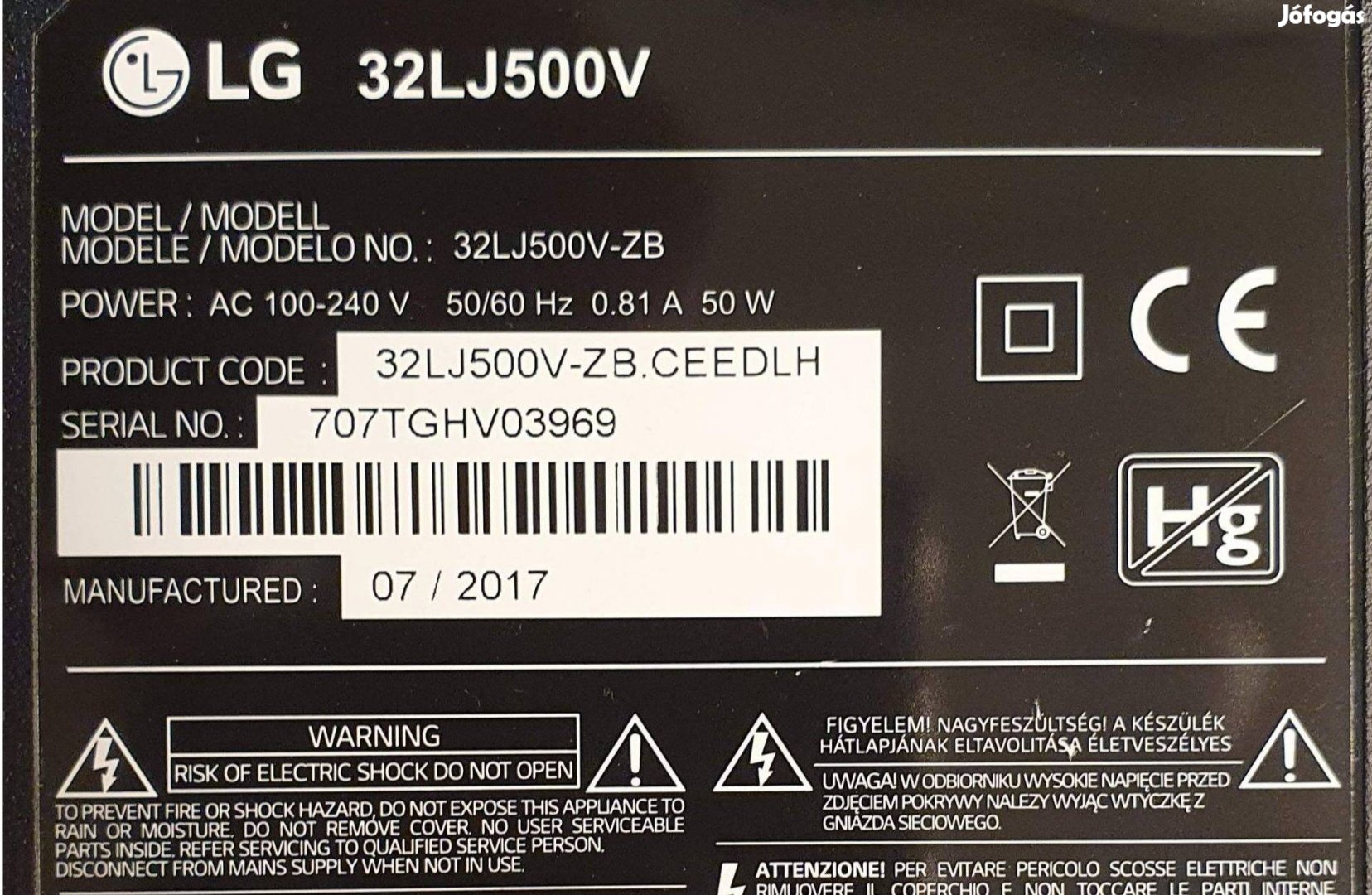 Lg 32LJ500V LED tv panelek mainboard, tcon 32T42-Cok