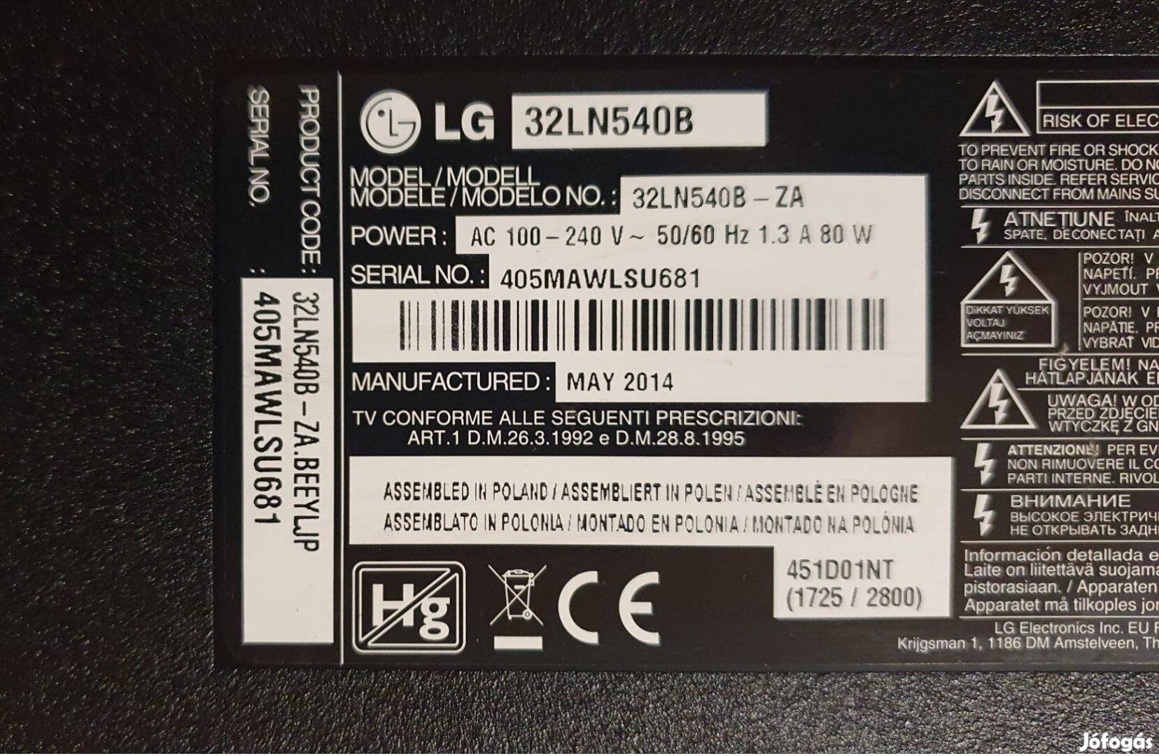 Lg 32LN540B LED tv panelek alkatrésznek