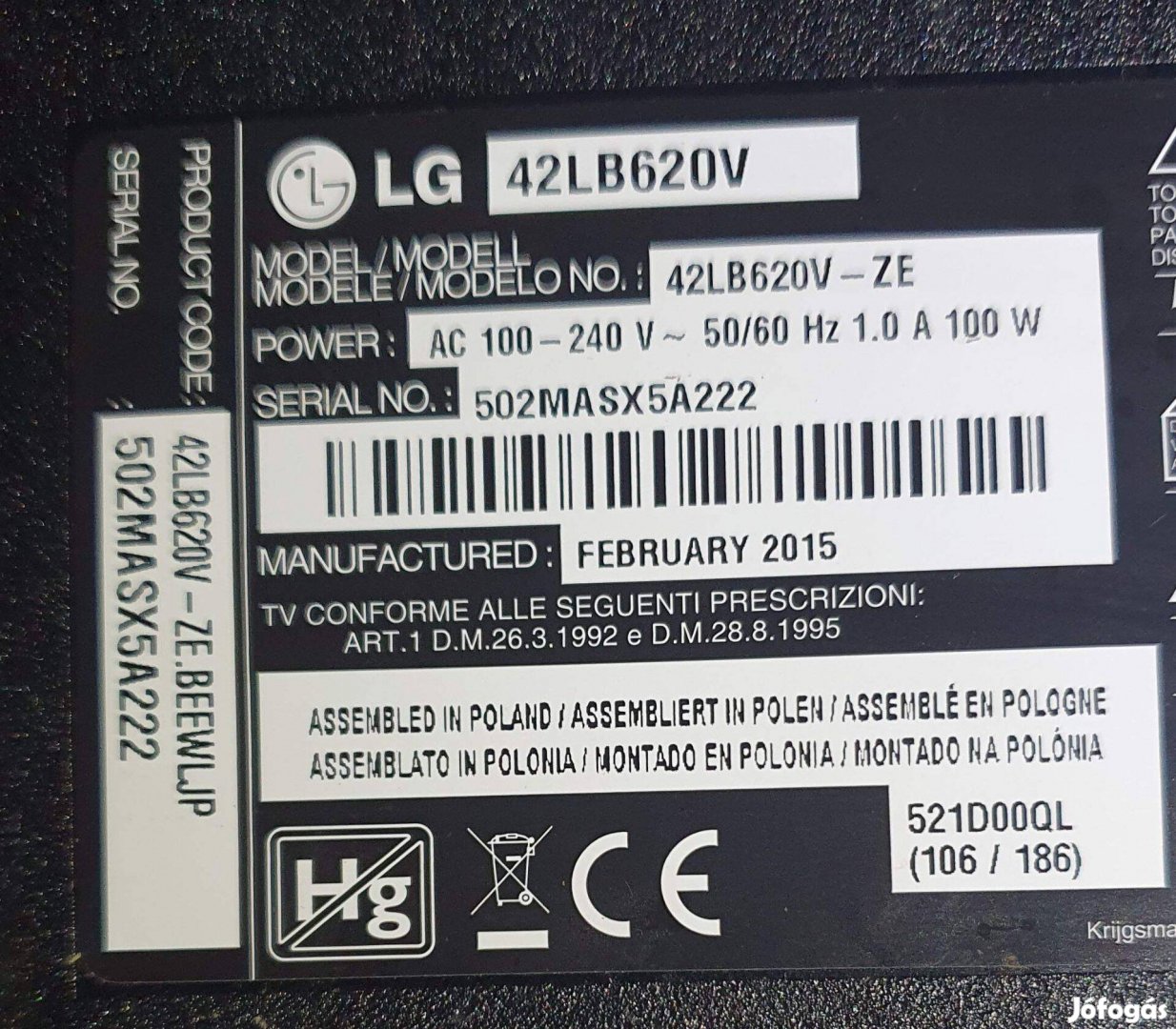 Lg 42LB620V LED tv panelek alkatrésznek, mainboard elkelt! 6870C-0480A