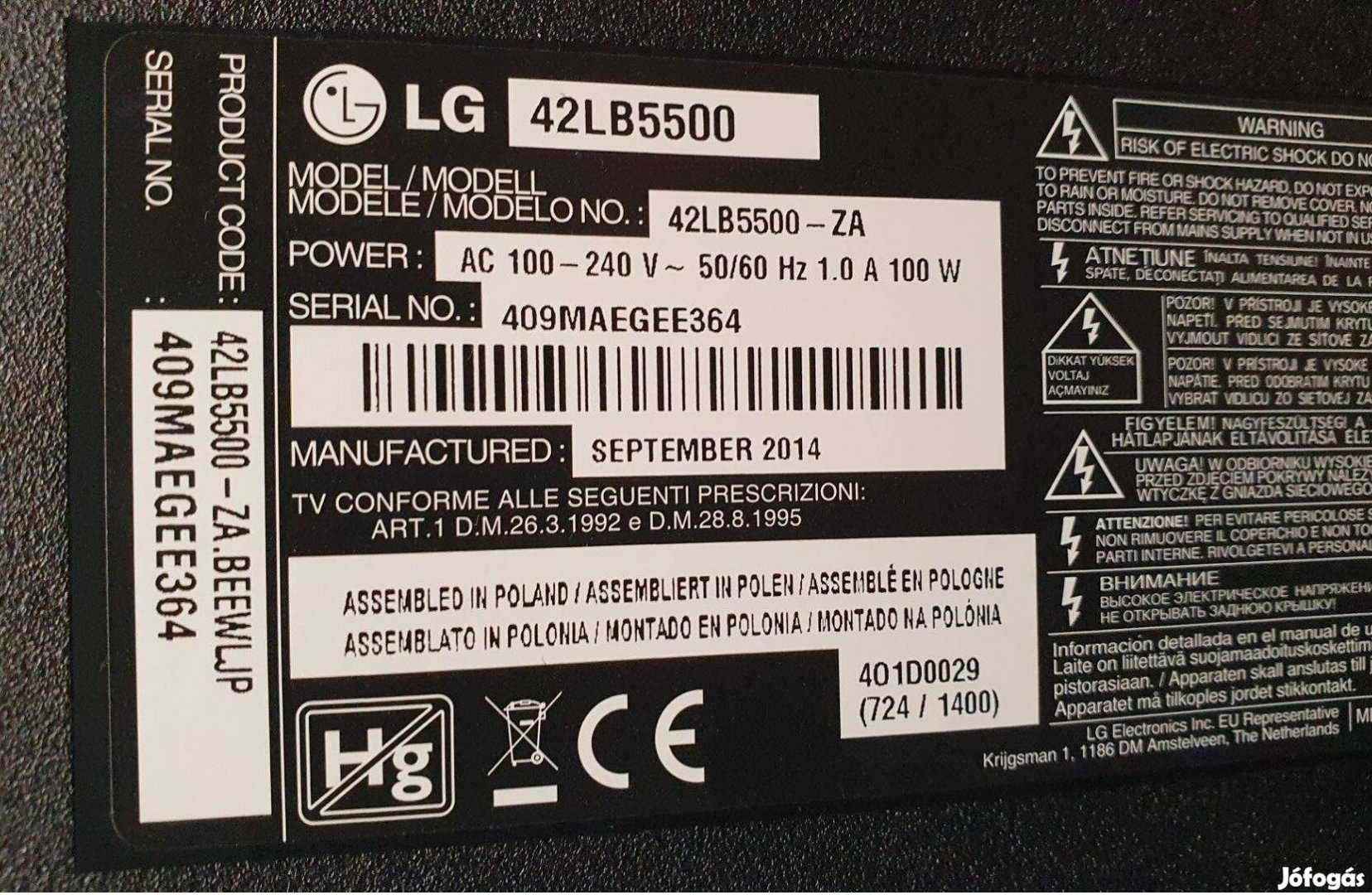 Lg 42lb5500 LED tv panelek eladók! Kijelző elkelt!