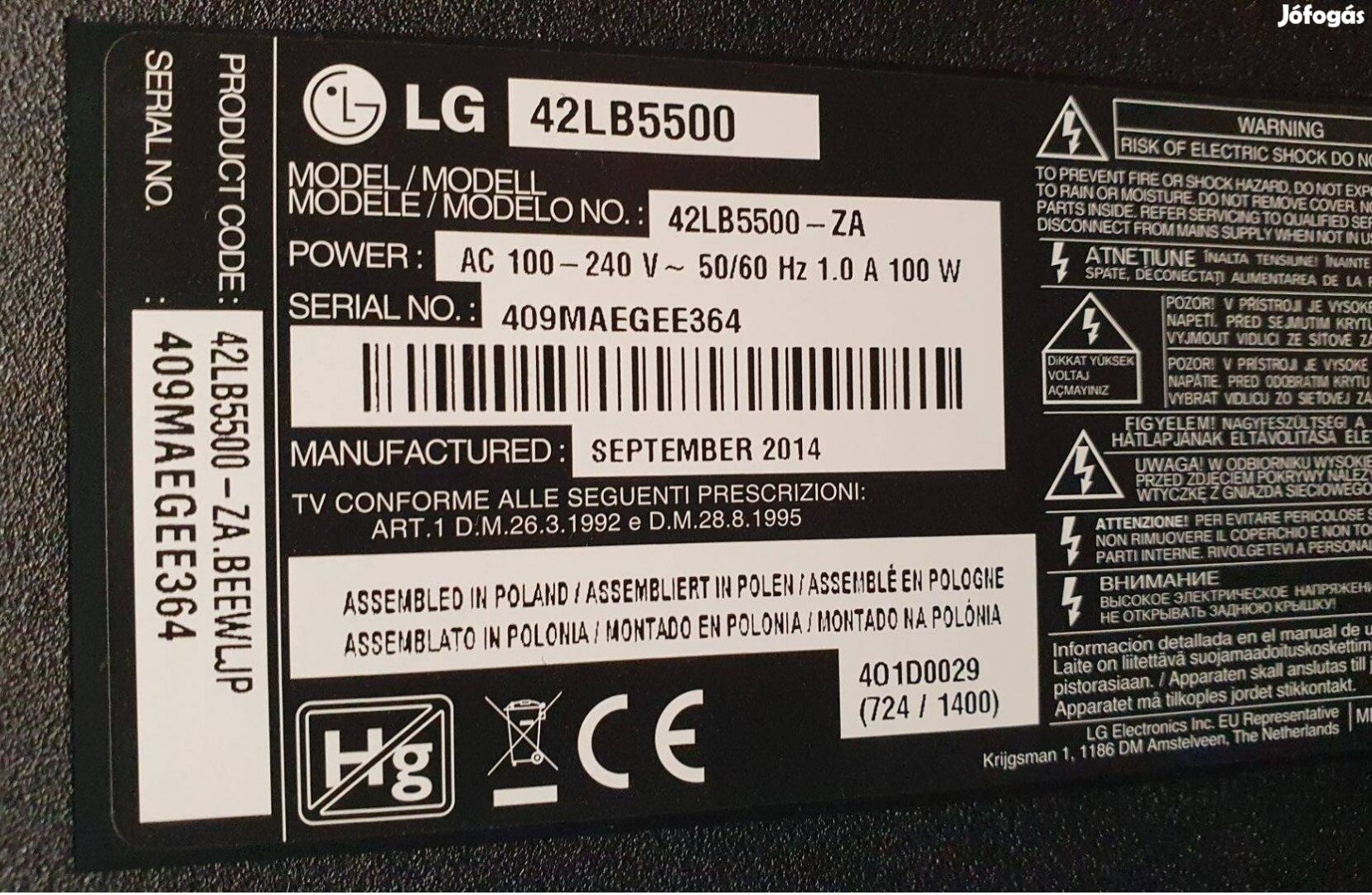 Lg 42lb5500 LED tv panelek eladók! Kijelző elkelt!