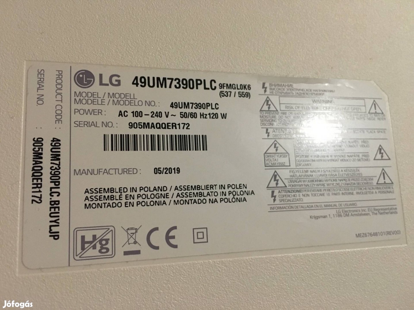 Lg 49UM7390PLC törött led tv