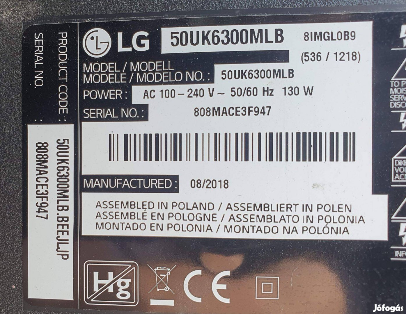 Lg 50UK6300MLB LED tv panelek Tcon elkelt,50UK6300 LJ8