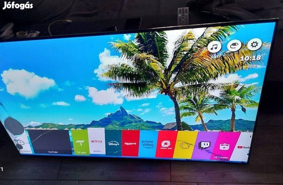 Lg 55sj850v sérült 138cm smart, slim fehér led tv, netflix használatta