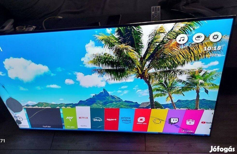 Lg 55sj850v sérült 138cm smart, slim fehér led tv, netflix használatta