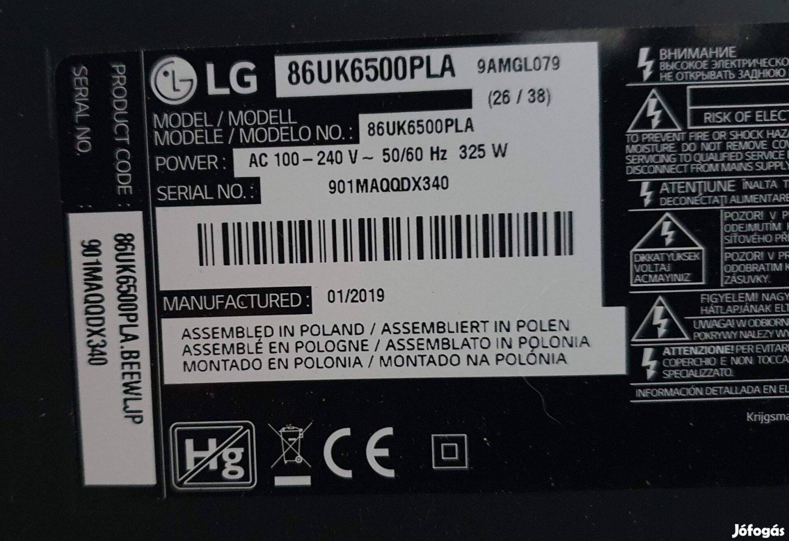 Lg 86UK6500PLA LED tv Tcon board 6870C-0748A