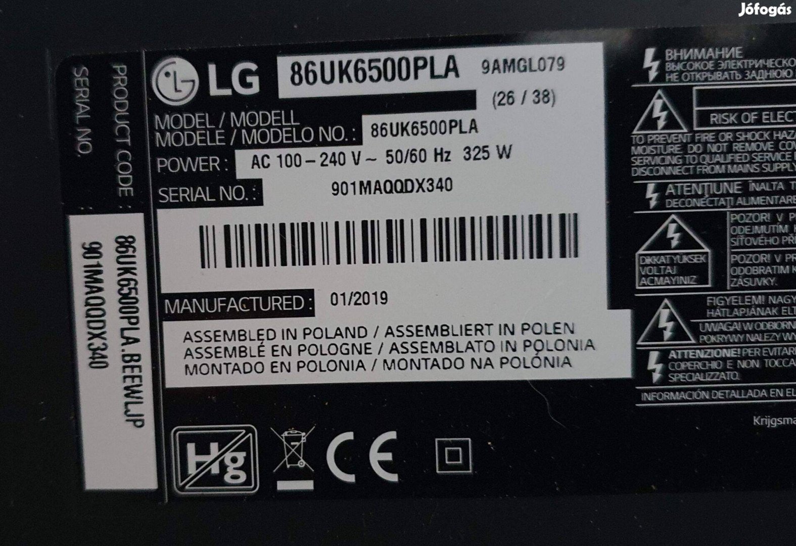 Lg 86UK6500PLA LED tv Tcon board 6870C-0748A