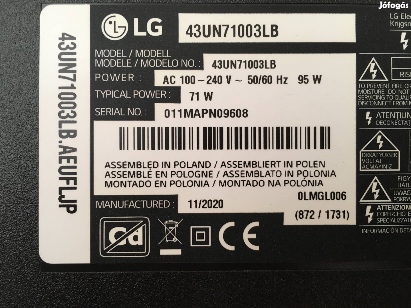 Lg törött led tv (43UN71003LB)