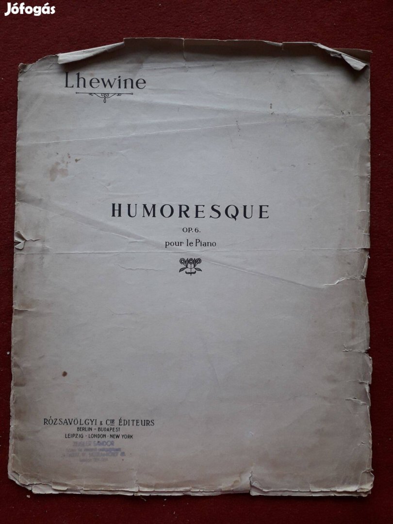 Lhewine Humoresque Op.6. zongora kotta