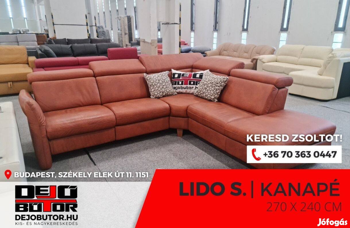 Lido System motos relax sarok valódi bőr kanapé ülőgarnitúra 270x240cm