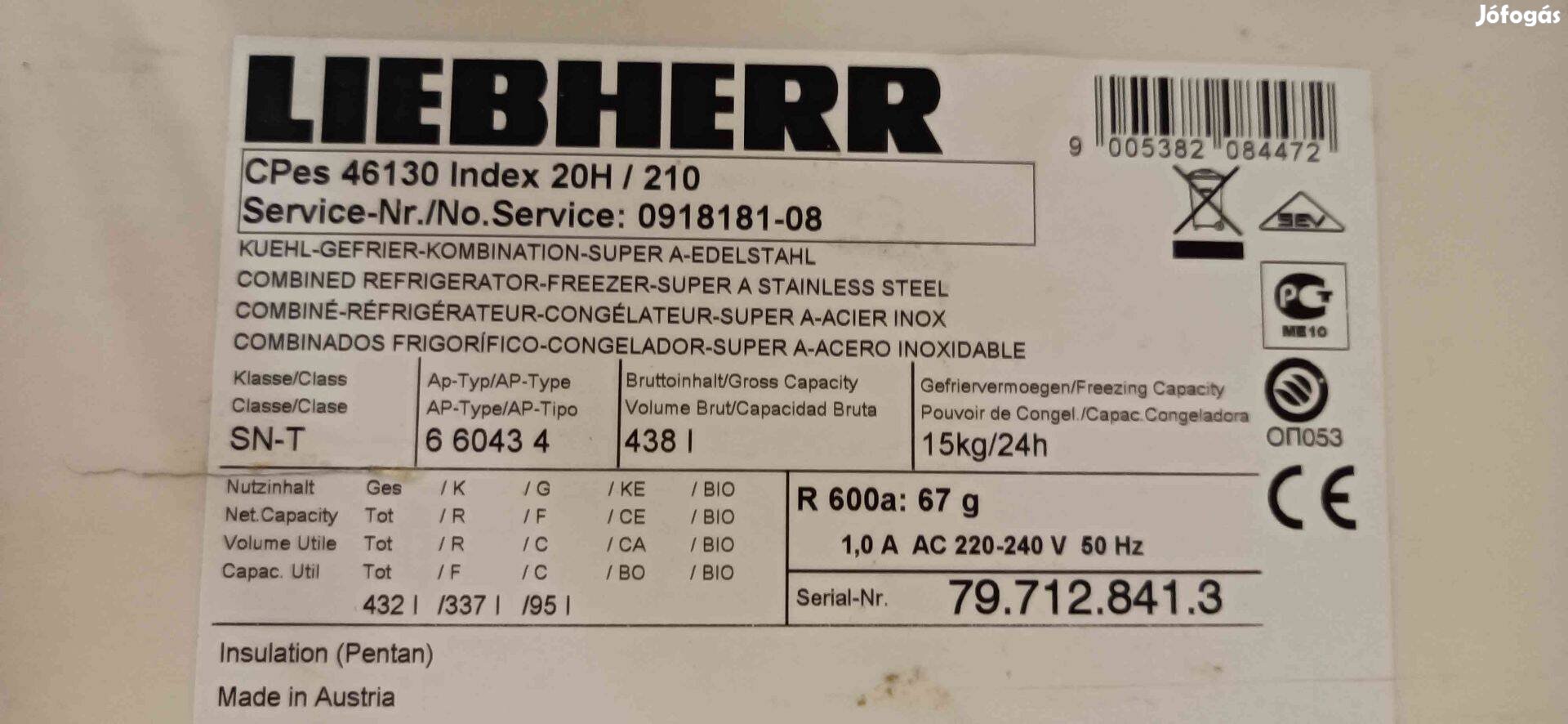 Liebherr Cpes 46130 hűtő-fagyasztó alkatrésznek