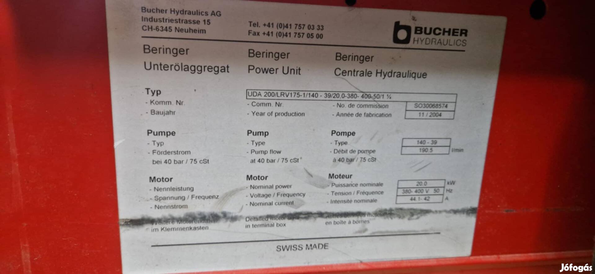 Lift Motor és Bucher Hydraulics