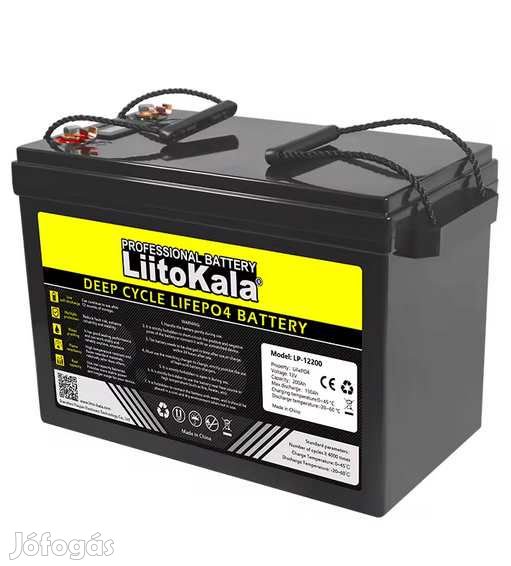 Liitokala 12V-os Lifepo4 Munka Akkumulátor 180Ah  LCD (5871)