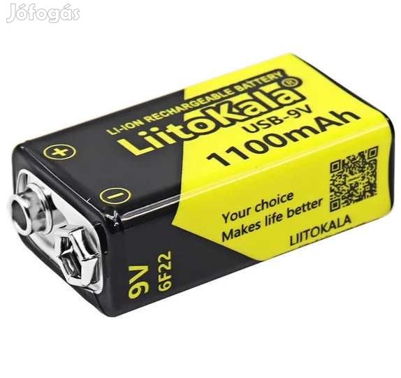 Liitokala 9V 1100mAh Li-ion Akkumulátor USB-C  (5378)