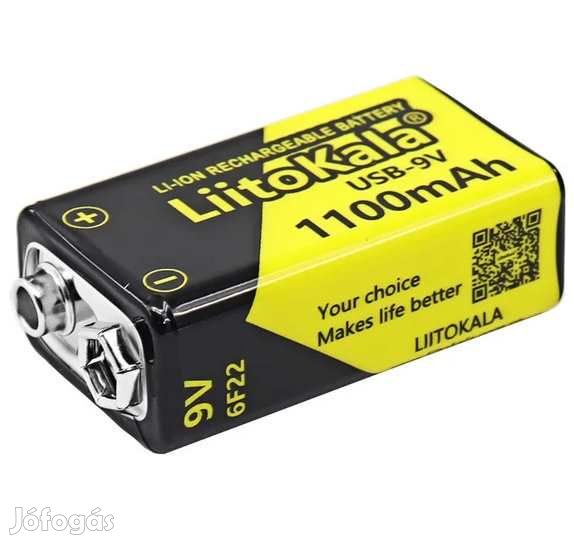 Liitokala 9V 1100mAh Li-ion Akkumulátor USB-C  (5378)