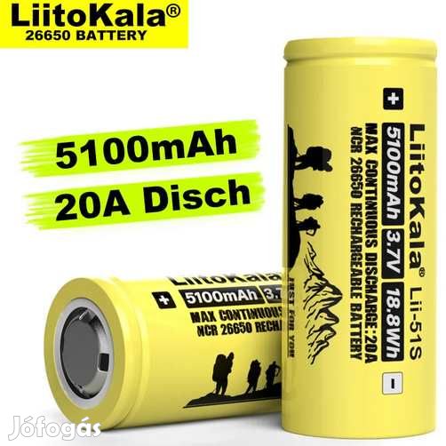 Liitokala Lii-51S Li-ion 3.7V 26650 5100mAh 20A  (5447)