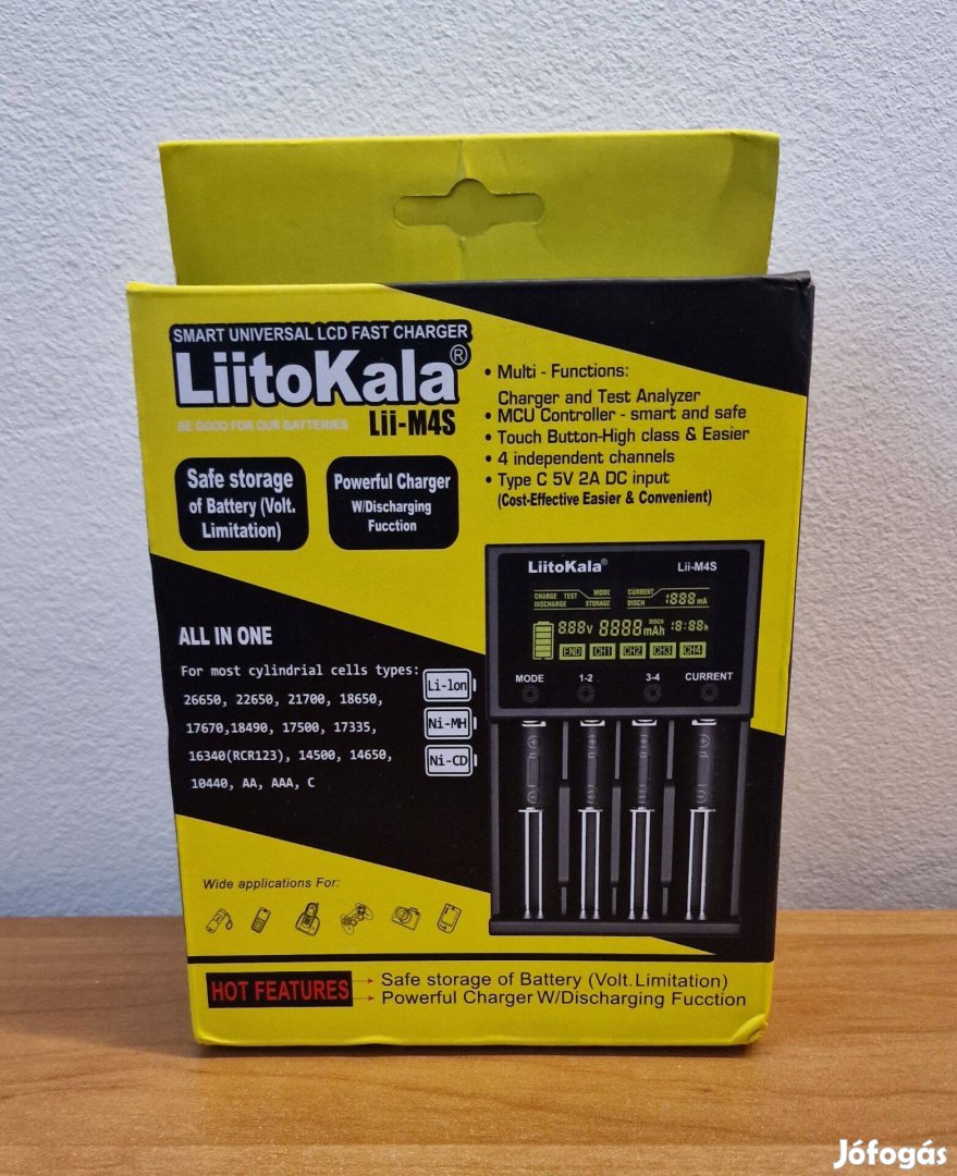 Liitokala Lii-M4S 18650 LCD Multifunkcionális Akkumulátor töltő 3.7V 1