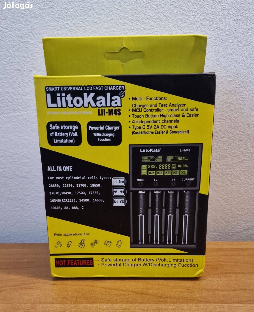 Liitokala Lii-M4S 18650 LCD Multifunkcionális Akkumulátor töltő 3.7V 1