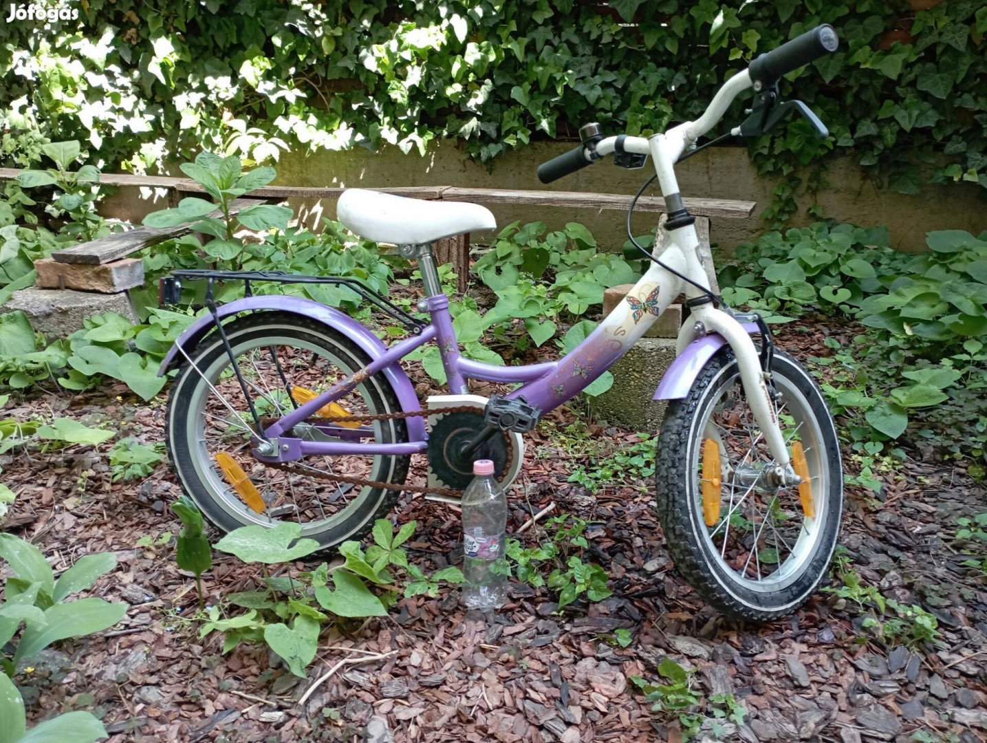 Lila-fehér 16"-os gyermek bicikli - kislányok álma