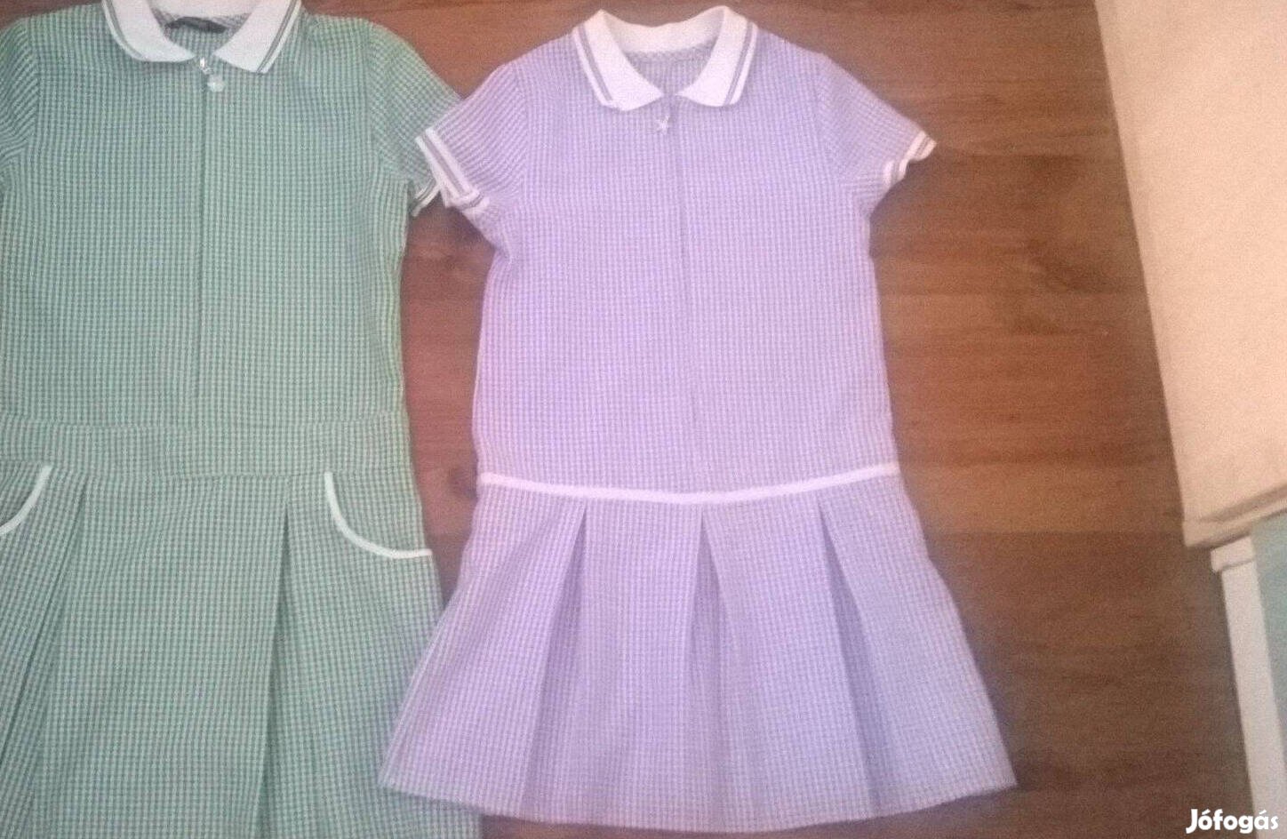 Lila-fehér kockás lány ruha (5-6 év)