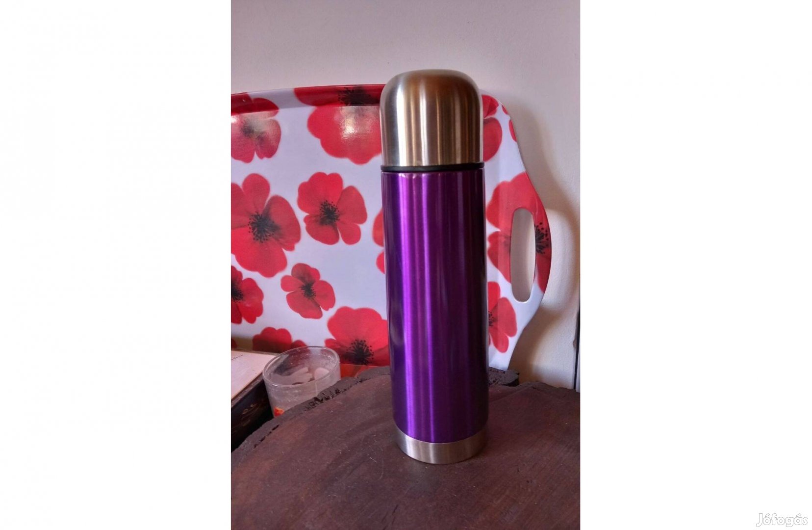 Lila rozsdamentes acél termosz 0,5 literes, 25 cm magas - Új