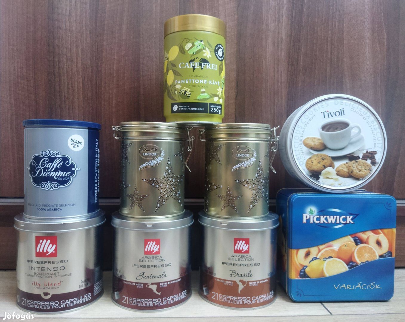 Lindt, Tivoli, Pickwick, Illy fémdoboz / fémdobozok / doboz / dobozok