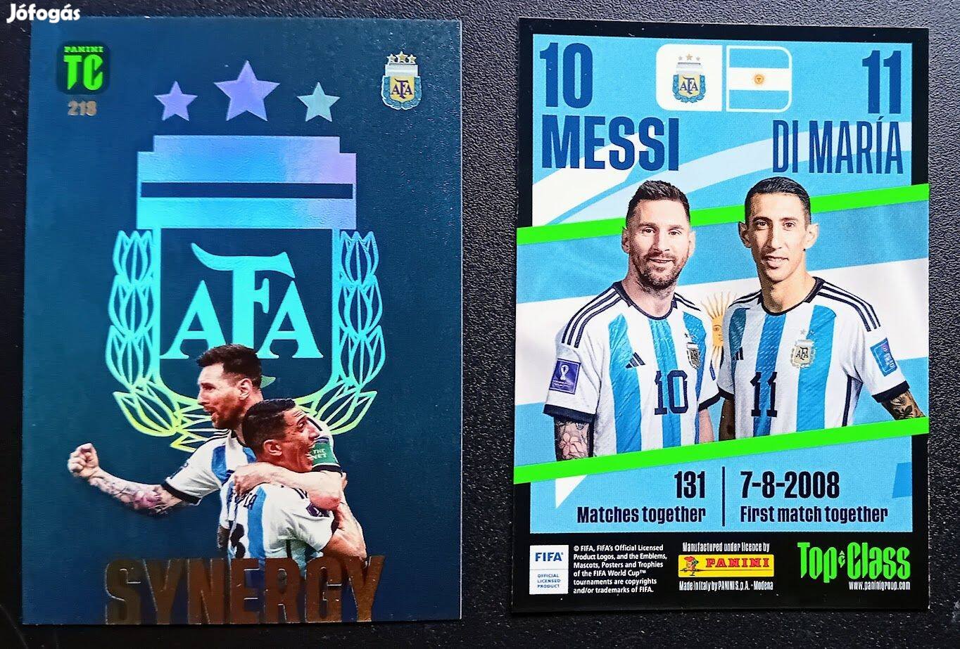 Lionel Messi Ángel Di María Argentína Synergy focis kártya Top Class