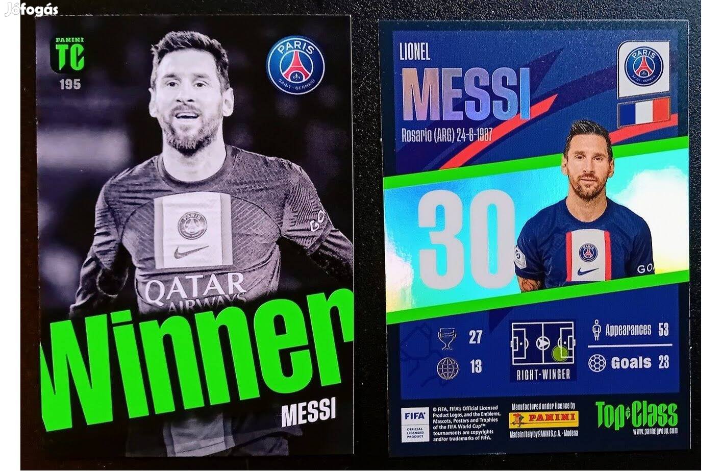 Lionel Messi Argentína Winner focis kártya Panini Top Class 2023