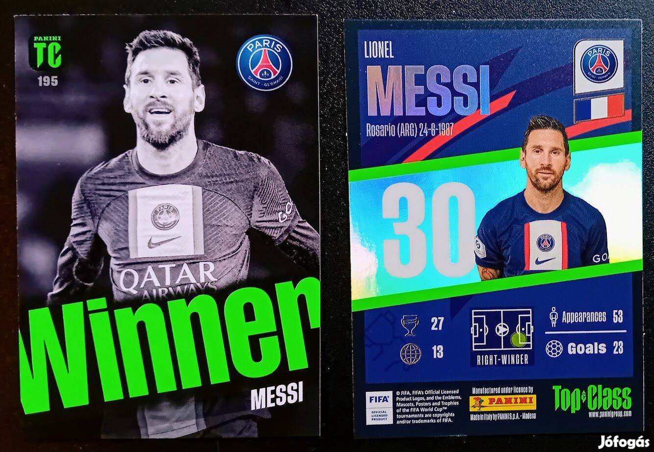 Lionel Messi Argentína Winner focis kártya Panini Top Class 2023