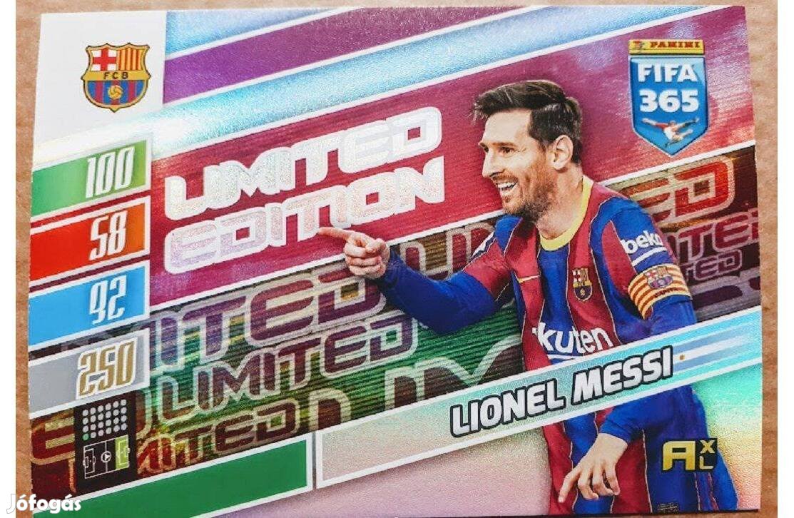 Lionel Messi Barcelona Limited focis kártya Panini FIFA 2022