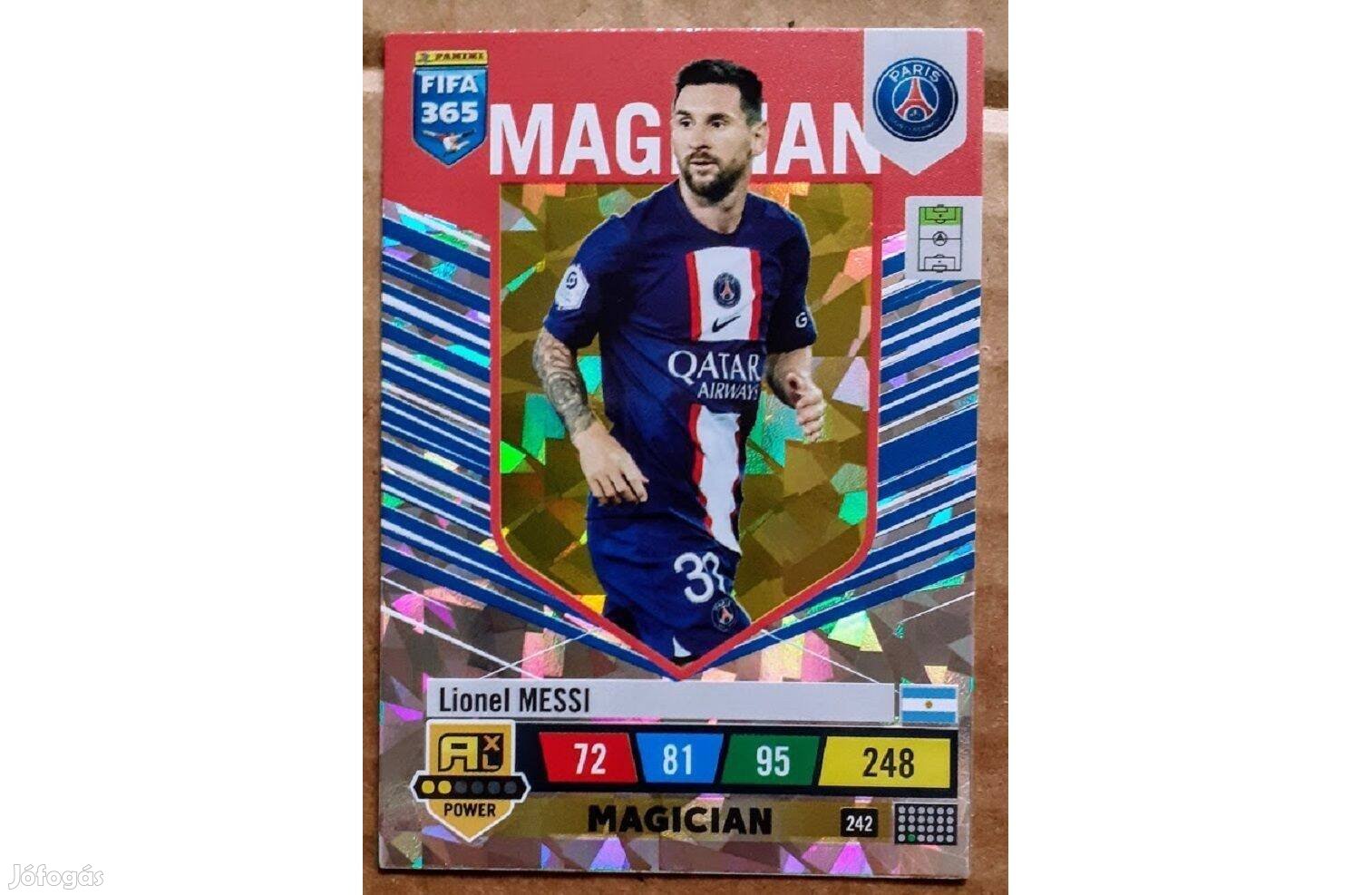 Lionel Messi Paris Saint-Germain Magician focis kártya Panini 2023