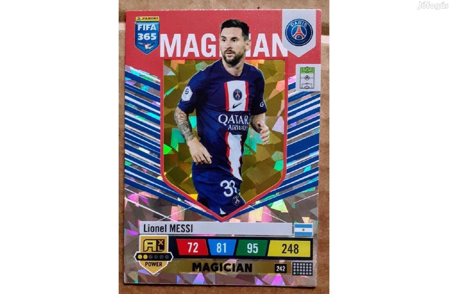 Lionel Messi Paris Saint-Germain Magician focis kártya Panini 2023