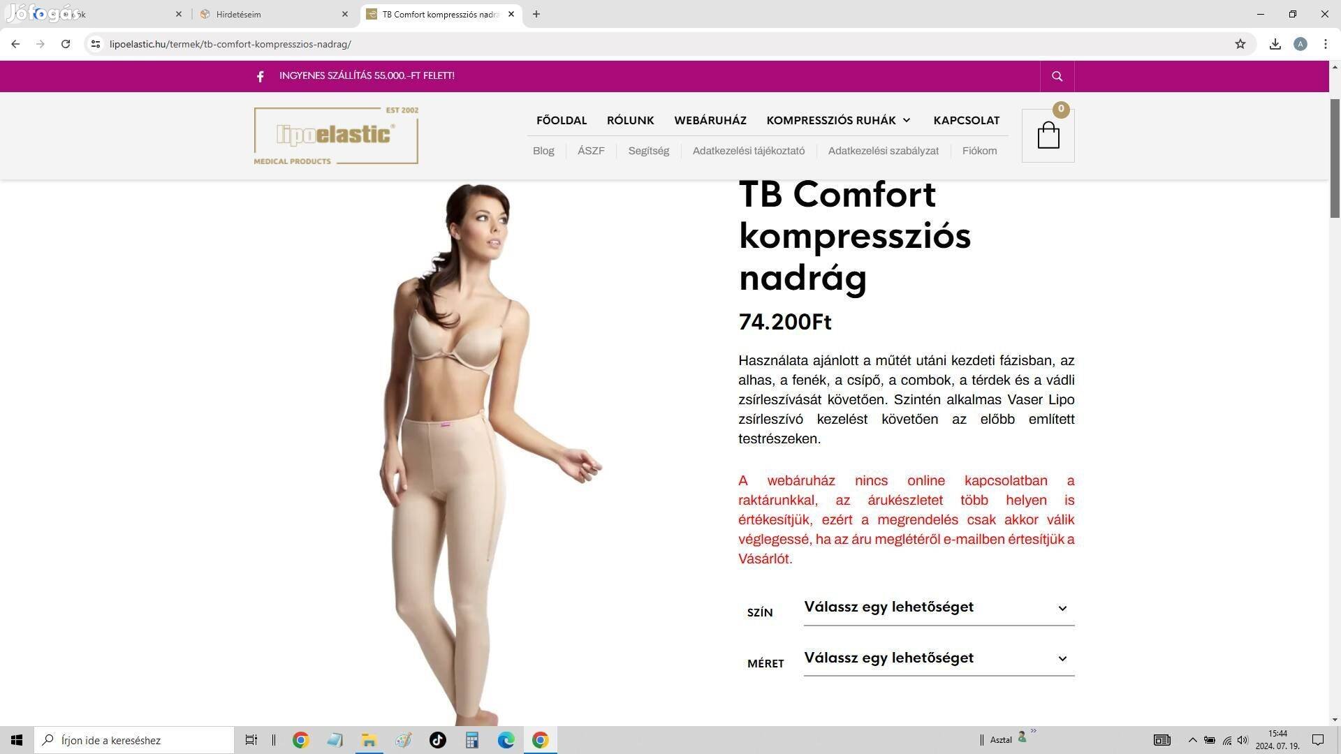 Lipoelastic kompressziós nadrág