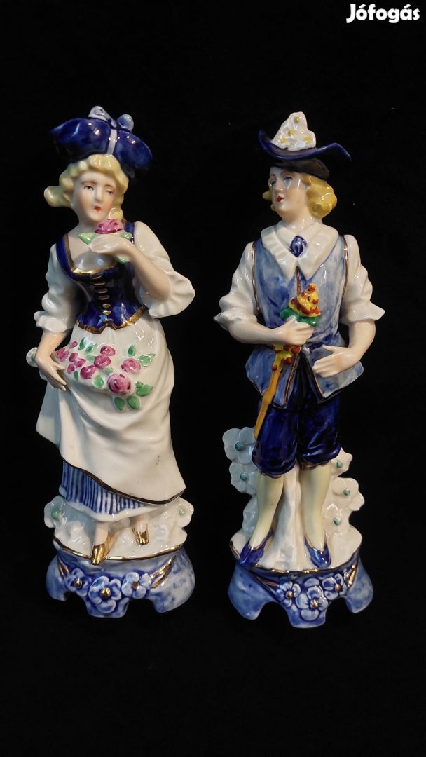 Lippelsdorf Echt kobalt Német porcelán szobor pár